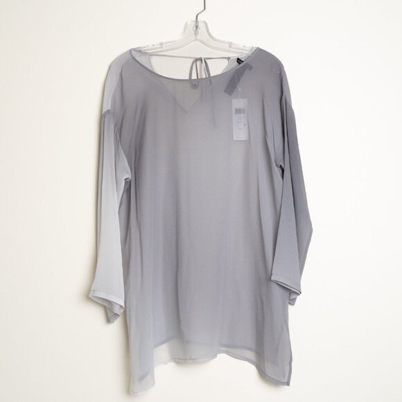 ✨ Eileen Fisher Sheer Silk Top Tunic Oversized Pearl Water Lagenlook Gray - Picture 3 of 16
